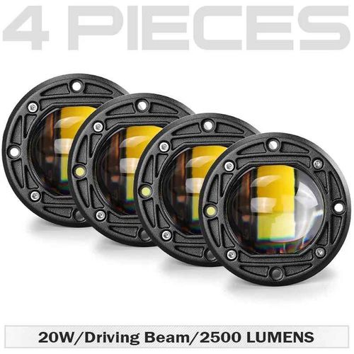 Feu De Travail Anti-Brouillard Led 3 Pouces Avec Lentille 8d,6000k,Blanc,3500k,Jaune,Pour Voiture,Camion Tout Terrain,4x4,12v,24v - Type 4pcs Round