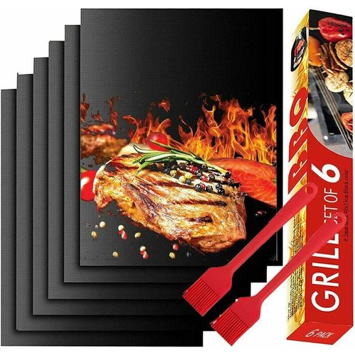 Feuille Teflon,BBQ Grill Mat Antiadh¿¿sif, Set de 6 Tapis Cuisson