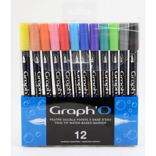 Feutre Double Pointe Graph'o 12 Couleurs Essentielles - Graph It