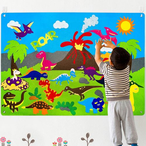 Feutre Story Board Set 37 Pcs Prscolaire Dinosaure Contes Flanelle Conseil Apprentissage Prcoce Jeu Kit ducatif Suspendu Jouets D'enseignement Cadeau D'anniversaire Pour Les Tout-Petits