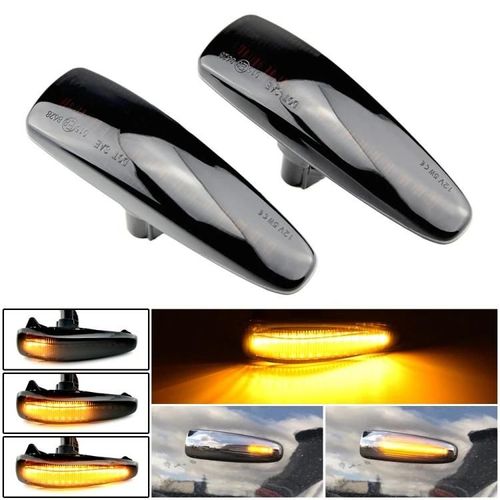 Feux De Position D'aile Led Dynamiques Pour Mitsubishi Lancer 2008-2018-2pcs,Noir Transparent Noir Transparent
