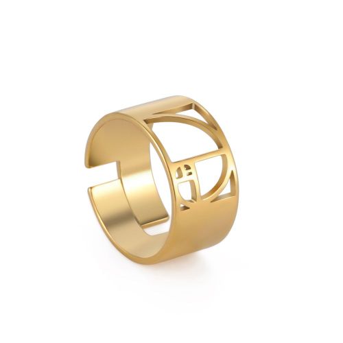 Fibonacci-Bagues De Gomtrie Mathmatique Sacre En Acier Inoxydable Pour Hommes Et Femmes, Bague De Doigt Rglable, Spirale Dore, Cadeaux De Bijoux