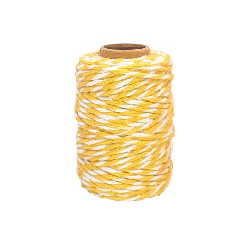 Ficelle Coton Bicolore Jaune Et Blanc 25 M X 1,5 Mm