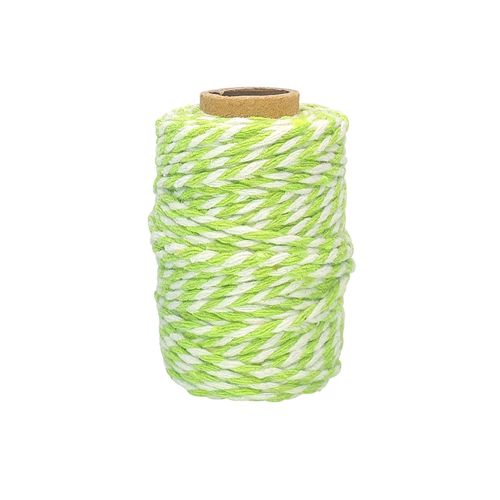Ficelle Coton Bicolore Vert Clair Et Blanc 25 M X 1,5 Mm