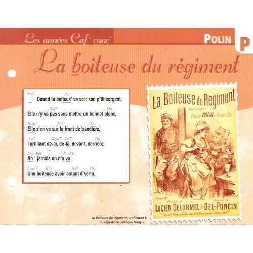 Fiche Chanson Atlas Polin La Boiteuse Du Rgiment Caf' Conc Comique Troupier