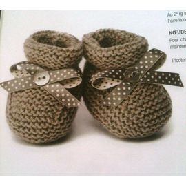 Fiche De Tricot Chaussons Bebe Point De Mousse Rakuten