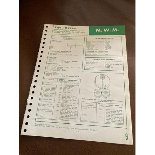 Fiche Technique Rtd Moteur Mwm D Mont Sur Tracteurs Renault Rakuten