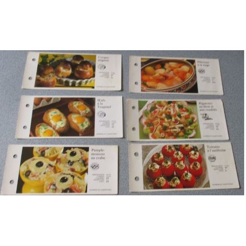 Fiches De Cuisine Pour Entres Sympas-Croque Mignon-Oeufs  La Toupinel-Pamplemousses Au Crabe-Plerines  La Nage-Rigatonis Thon Crudits-Tomates Antiboise-18x8.7cm-Edito-Service 1987   