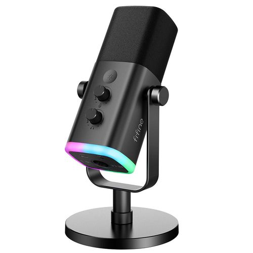FIFINE-Microphone dynamique USB/XLR avec bouton tactile muet,prise tlphonique pour sauna,commandes d'E/S,pour table de mixage PC PS5/4,micro de jeu,Ampligame AM8 - Type AM8
