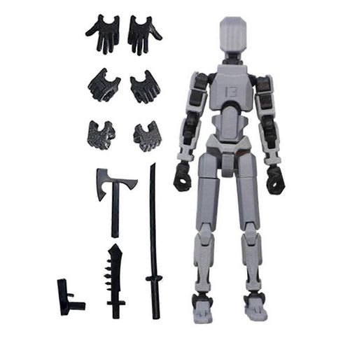 Figurine articule de robot, imprime en 3D avec articulation complte pour l'animation image par image Gris