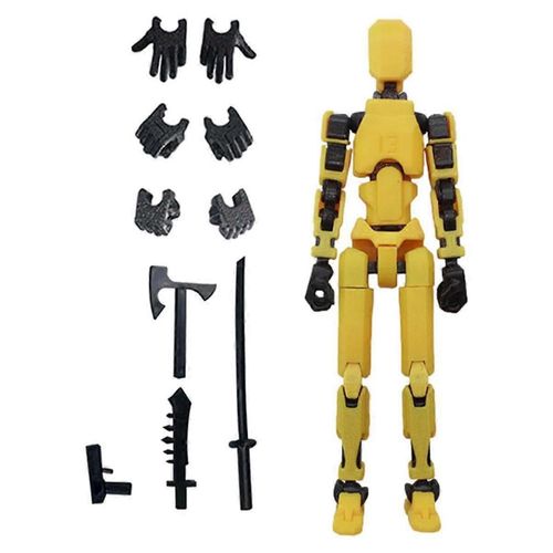 Figurine articule de robot, imprime en 3D avec articulation complte pour l'animation image par image Jaune