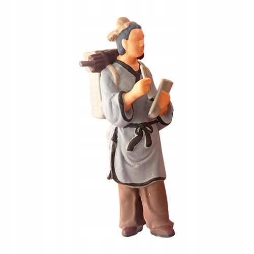 Figurine En Rsine  L'chelle 1/64 Reprsentant Un Jeune Homme Chinois Ancien, Gris