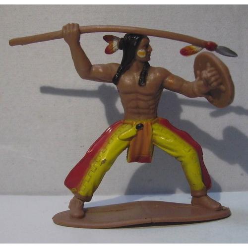 Figurine Indien Guerrier Avec Lance Et Bouclier (Plastique