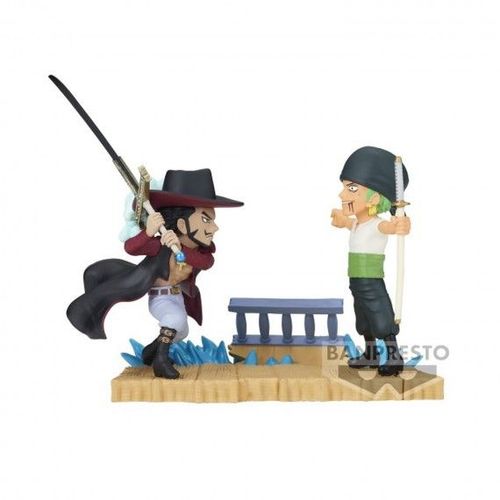 Figurine One Piece - Roronoa Zoro Vs Dracule Mihawk Wcf Log Stories 7cm