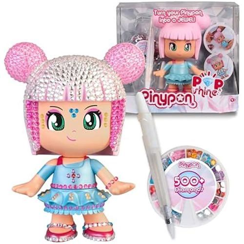 Figurine Pinypon - Pop & Shine - 17 Cm - 500 Cristaux Brillants - 7 Couleurs - Fille 4+