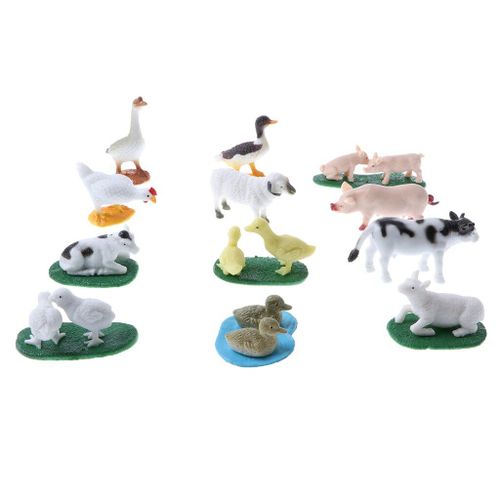 Figurines D'Animaux Agricoles, 12 Pices/Ensemble, Vache  Lait, Mouton, Modle, Jouet Pour Enfants