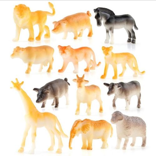 Figurines D'Animaux Sauvages En Pvc Pour Enfants, 12 Pices, Jouet Miniature, Lion, Tigre, Poulet, Canard, Vache, Volaille, Ocan