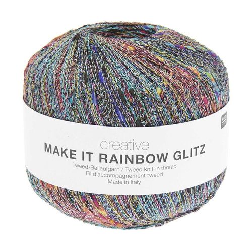 Fil Complment  Tricoter Creative Make It Rainbow Glitz - Rico Design 02 Blanc
