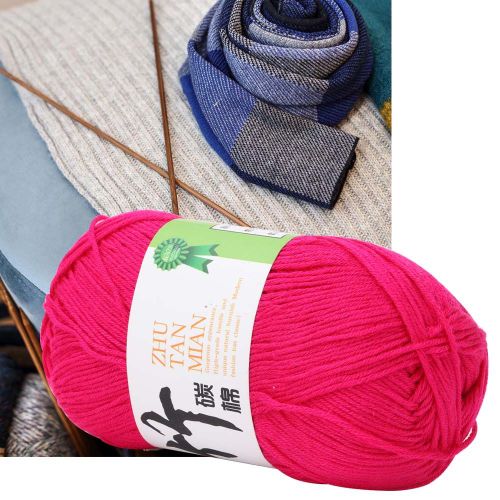 Fil De Coton Tisse A La Main En Charbon De Bambou De Qualite Moyenne Pour Echarpe Et Pull (Rose Fonce)
