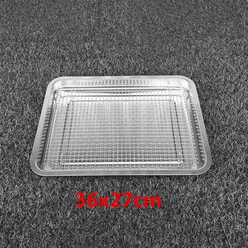 Filet de barbecue en acier inoxydable 304,mailles pour barbecue,outil de cuisson rectangulaire avec pieds,Drainage des gteaux,cadre en maille - Type plate 36x27 add mesh