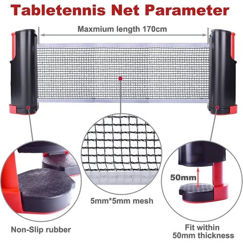 Filet De Ping-Pong Rtractable, Support De Filet De Ping-Pong Portable, Parfait Pour La Table De Ping-Pong, Le Bureau, La Cuisine Ou La Table  Manger