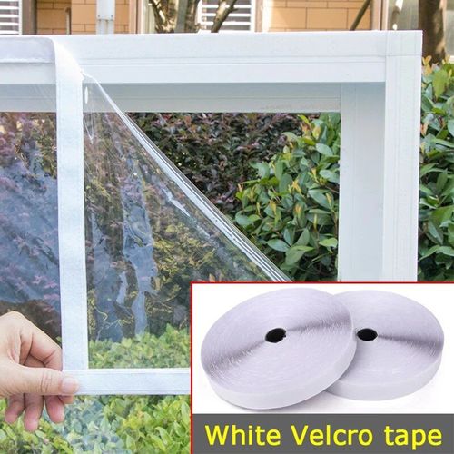 Film Auto-Adhsif Transparent Pour Garder Les Fentres De La Maison Au Chaud,Film Coupe-Vent,Poignes Amovibles,Gril Anti-Pluie,Rideau De Porte Impermable,Hiver - Type White Velcro-W100xh50cm