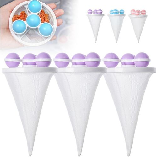 Filtre  poils flottant rutilisable pour le linge, sac de nettoyage pour chien et chat (3, violet)