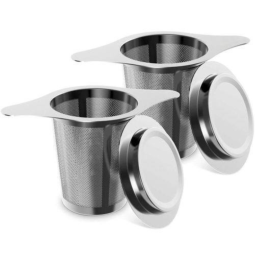 Filtre  Th,2pcs Infuseur  Th Trou Fin En 304 Acier Inoxydable, Passe-Ths  Manche Avec Deux Languettes Et Couvercle Universel Pour Thire, Mug, Tasse, Bouteille