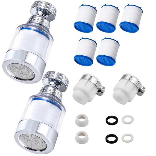Filtre Anticalcaire Universel Pour Robinet, 2 Filtres  Eau 360, 5 lments Filtrants En Coton Pp, 2 Adaptateurs Pour La Maison, La Cuisine Et La Salle De Bain