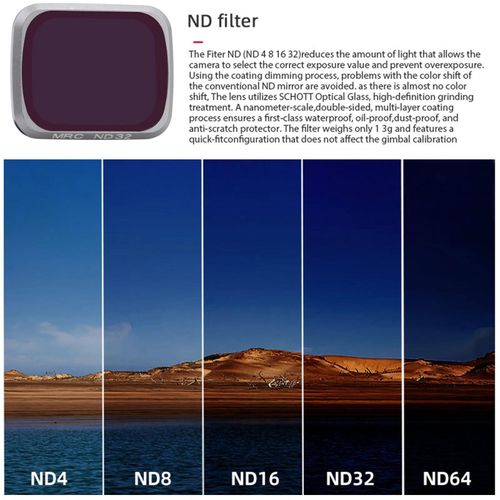 Filtre D'objectif tanche Lger Verre Optique Drone Protecteur Objectif Haute Dfinition Appareil Photo Accessoires Pour Dji Air 2s_Nd64