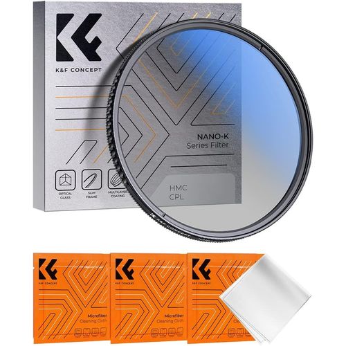 Filtre Polarisant Cpl 62mm Slim Avec Revtement Et 3 Chiffons De Nettoyage Pour Objectif Appareil Photo