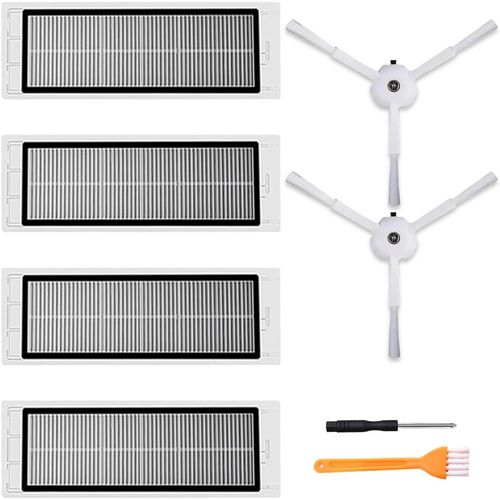 Filtres Hepa Accessoires De Rechange Pour Xiaomi Roborock S5 Max S6 Pure S6 Maxv S6 Max S4 Max S4 S5 S50 S51 S55 S6 S60 S65, 4 Filtres Hepa, 2 Brosses Latrales[SSE7111735]