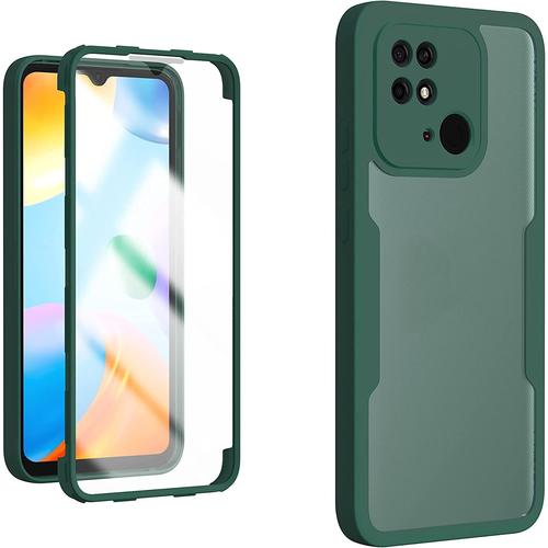 Fine tui Pour Xiaomi Redmi 10c, Coque En Silicone Souple Tpu, Housses Et Films De Protection, Antichoc Avec Anneau Pivotant Magntique Case Cover. Vert