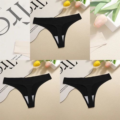 Finetoo-Strings Sans Couture Pour Femmes,Culottes Sexy,Sous-Vtements Injsatin,G-String,Taille Basse,Caleon Invisible,T-Back,Chaud,3 Pices - Type [Set 1]-3pcs-S