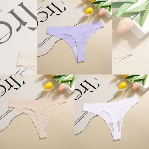 Finetoo-Strings Sans Couture Pour Femmes,Culottes Sexy,Sous-Vtements Injsatin,G-String,Taille Basse,Caleon Invisible,T-Back,Chaud,3 Pices - Type [Set 16]-3pcs-M
