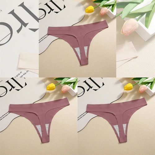 Finetoo-Strings Sans Couture Pour Femmes,Culottes Sexy,Sous-Vtements Injsatin,G-String,Taille Basse,Caleon Invisible,T-Back,Chaud,3 Pices - Type [Set 4]-3pcs-Xl
