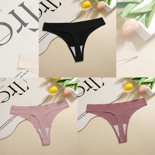 Finetoo-Strings Sans Couture Pour Femmes,Culottes Sexy,Sous-Vtements Injsatin,G-String,Taille Basse,Caleon Invisible,T-Back,Chaud,3 Pices - Type [Set 8]-3pcs-S