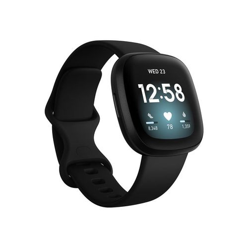 Fitbit Versa 3 Aluminium Noir - Montre Connecte - Bracelet Silicone Noir 140-220 Mm - S/L - Wi-Fi, Nfc, Bluetooth