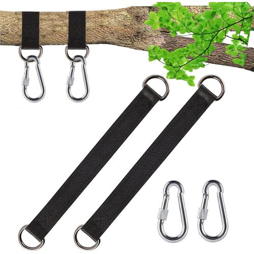Fixation Pour Hamac, 1 Paire De Fixation De Balanoire, Kit De Suspension, Sangle De Suspension En Nylon Avec 2 Mousquetons Robustes Anneaux En D Pour Fixation De Balanoire, Hamacs.[G492]