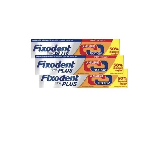 Fixodent Proplus Crme Adhsive Duo Action Lot De 3 X 60grs