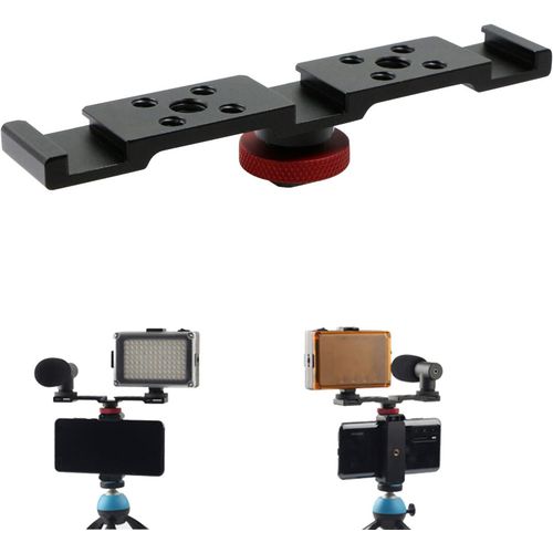 Flash Bracket Fixation Support Sabot - Double Rail Barre D'Extension En Alliage Aluminium Avec Trous Vis 1/4
