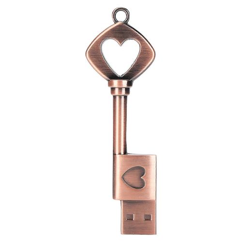 Flash Disque Mtal Portable Rtro En Forme de Coeur Dcouvert 2.0 USB Thumb Memory Stick pour le stockage dinformations (128 Go)