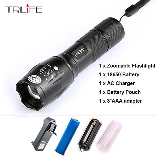 Flash Lights E17 L2 T6 En Aluminium, tanche, Zoomable, 5 Modes, Lampe De Poche Led, Torche Avec Batterie 18650 Rechargeable Ou Aaa