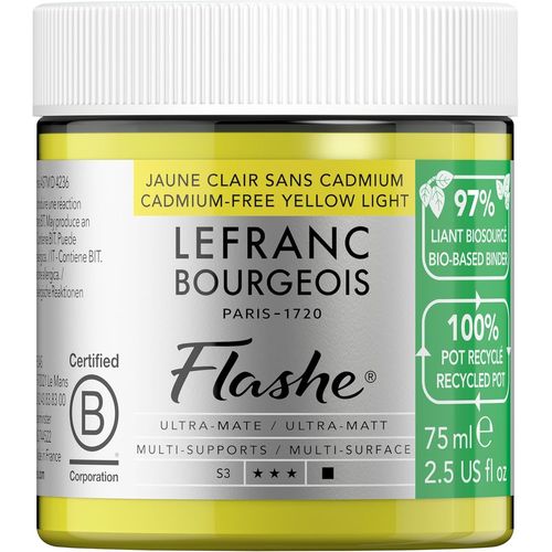 Flashe Bio Based Peinture Acrylique Pot De 75ml Jaune Clair Sans Cadmium Srie 3