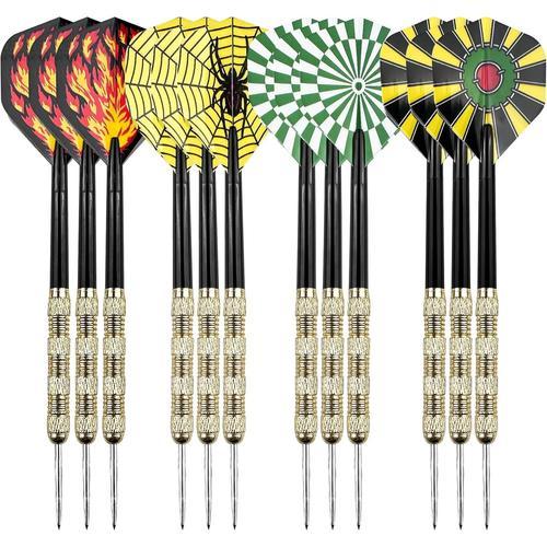 Flechette Pointe Acier 14 Grammes, Jeu De Flchettes, Set De Flechettes Professionnel, Darts En Mtal, Universels Accessoires De Flchette Avec Poigne Texture, Sre Et Durable