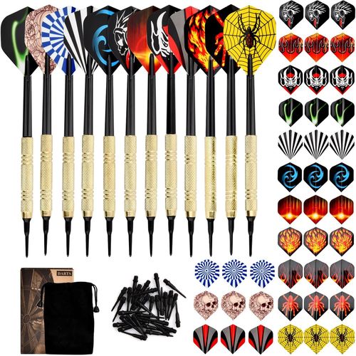 Flechette Pointe Plastique, 12 Flechettes Pour Cible Electronique, 14g Flchettes Avec 42 Ailettes Et 100 Pointes, Set De Flechettes  Pointe Souple Darts Pointe Flechette Plastique Flchette