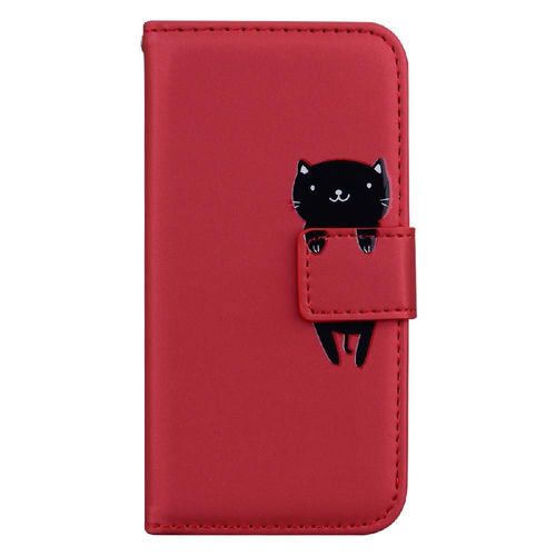Flip tui Pour Iphone 15 Pro Max Simple Entreprise tui En Cuir Couverture Rabotant Antichoc Portefeuille - Rouge