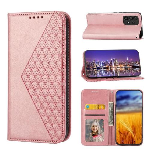 Flip tui Pour Samsung Galaxy A53 5g Support Sangle  Main Utilisation Quotidienne Forme De Rhombus Portefeuille - Couleur Rose