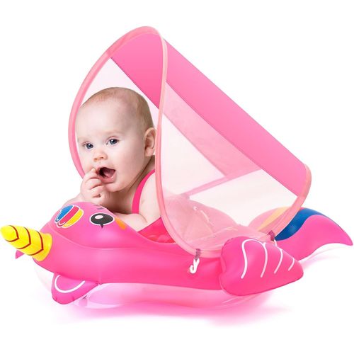 Flotteur Gonflable Licorne Pour Bb Avec Auvent De 3  6  12 Mois Pour Bb Fille Et Tout-Petit - Boue De Piscine Pour Bb - Sige Gonflable Pour Bb - Avec Auvent D'ombrage.[G298]