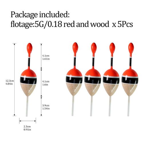 Flotteurs Bobber En Bois Pour La Pche  La Carpe Et Au Bar,Lot De 5 Pices De 13.4cm - Type 12.3cm Wood 5pc